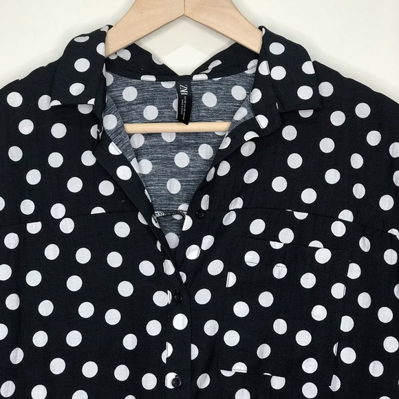 SOLD Zara Navy Dot Print Boxy Crop Shirt Top XS - Picture 3 of 11